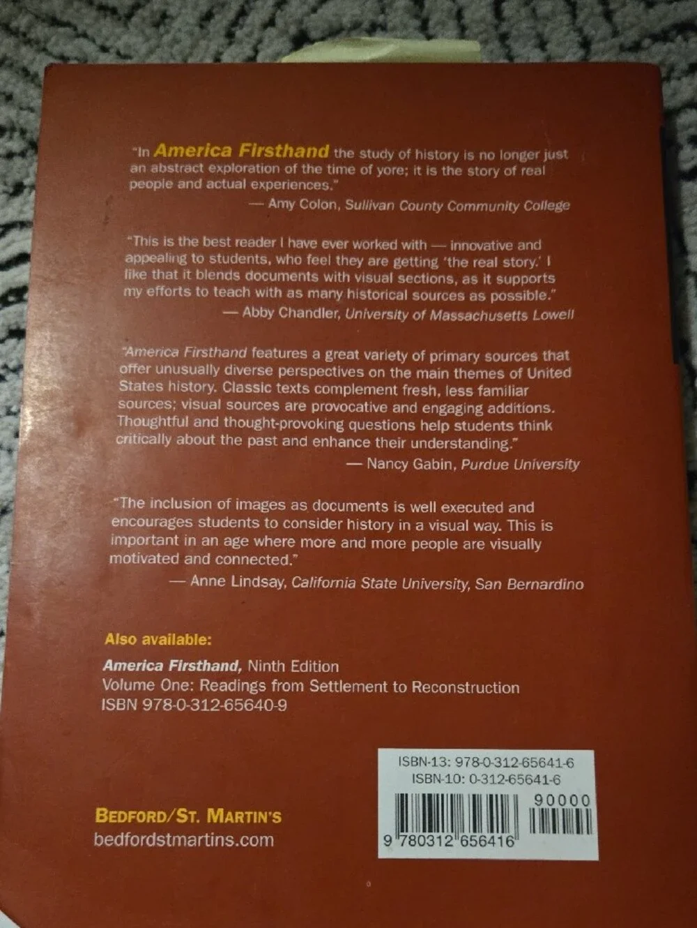 AmericaFirsthand(NinthEdition)-GrayandYellowHardcoverBook